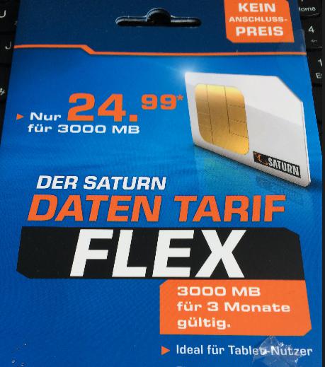SATURN Daten-Tarif Flex　SIMカード表紙